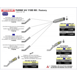 APRILIA RSV4 15/16-TUONO V4 1100 15/16 HOM. TITANIUM SILENCER WITH CARBON END CAP FOR ARROW LINK PIPE