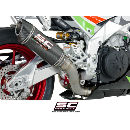 SC-Project Oval racing Muffler, Matt Carbon fiber with Carbon fiber end cap Tuono V4 '17-20