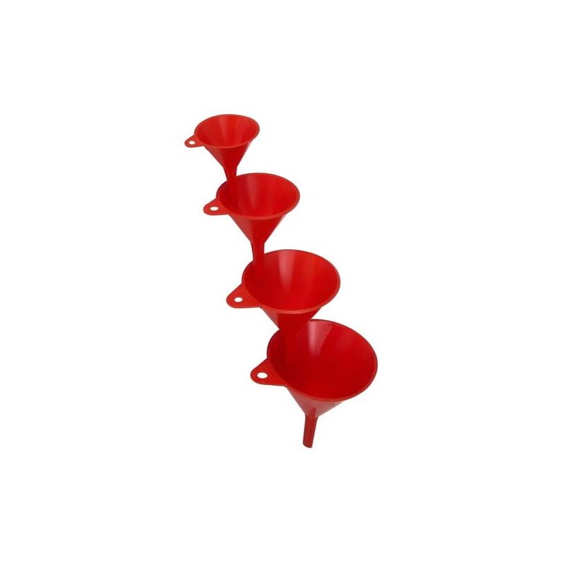 Plast tratt set - Röda 60/80/100/120 MM